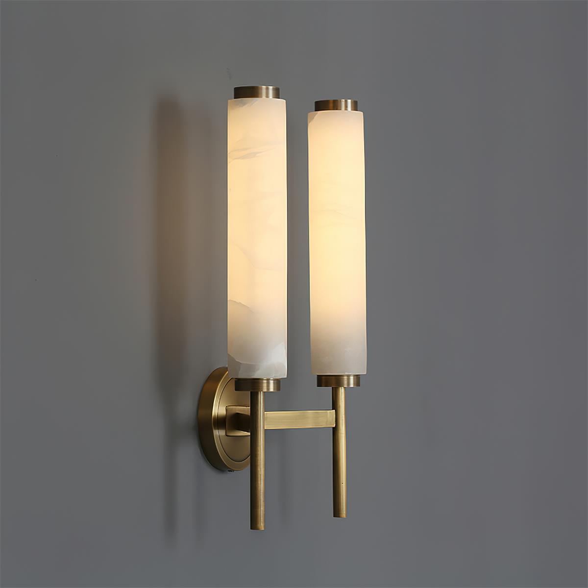 Alabaster Wall Sconce with Brass or Black Frame - view 5
