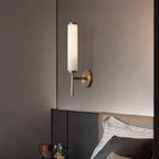 Alabaster Wall Sconce with Brass or Black Frame - view 7