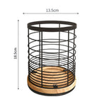 Rotating Kitchen Utensil Holder with Iron Frame and Wooden Base - product view 5