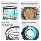 Rotating Kitchen Utensil Holder with Iron Frame and Wooden Base - product view 6