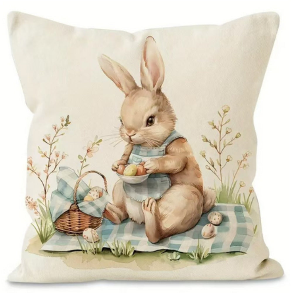 Easter Bunny Cushion Covers, Set of 4 Pastel Designs - product view 2