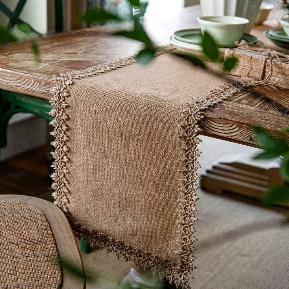 Natural Jute Table Runner with Decorative Edge – image 11