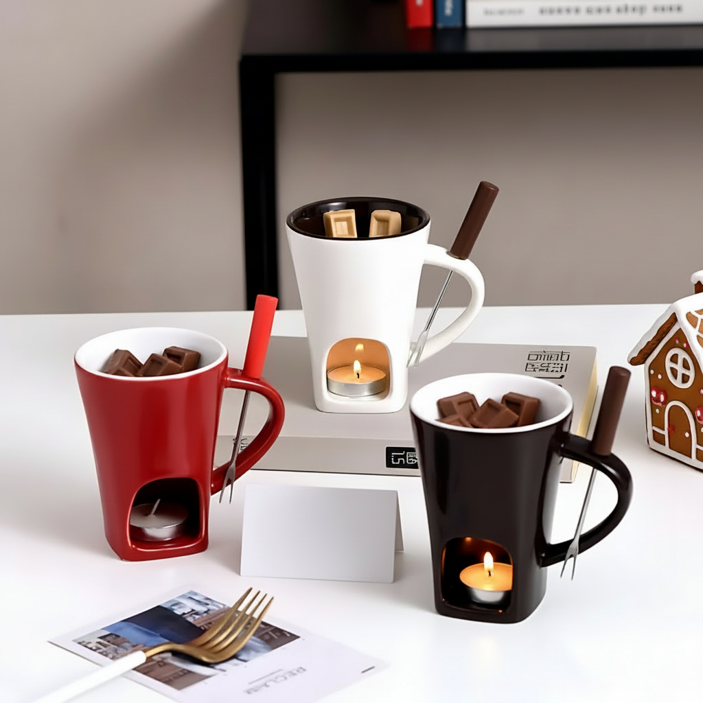 Ceramic Tealight Fondue Mug Set, Pack of Two — product view 1