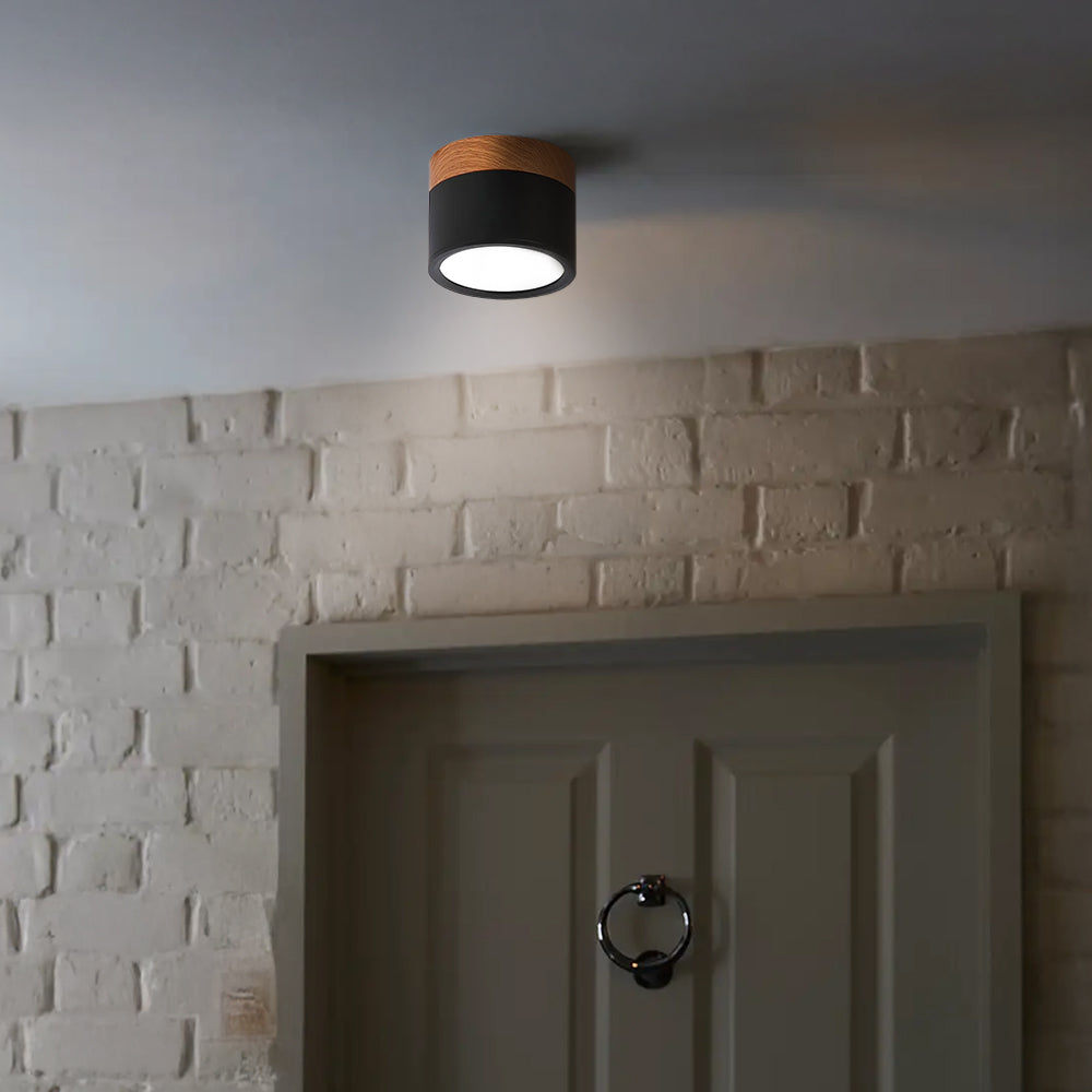 Wood-Effect LED Button Ceiling Light - view 8