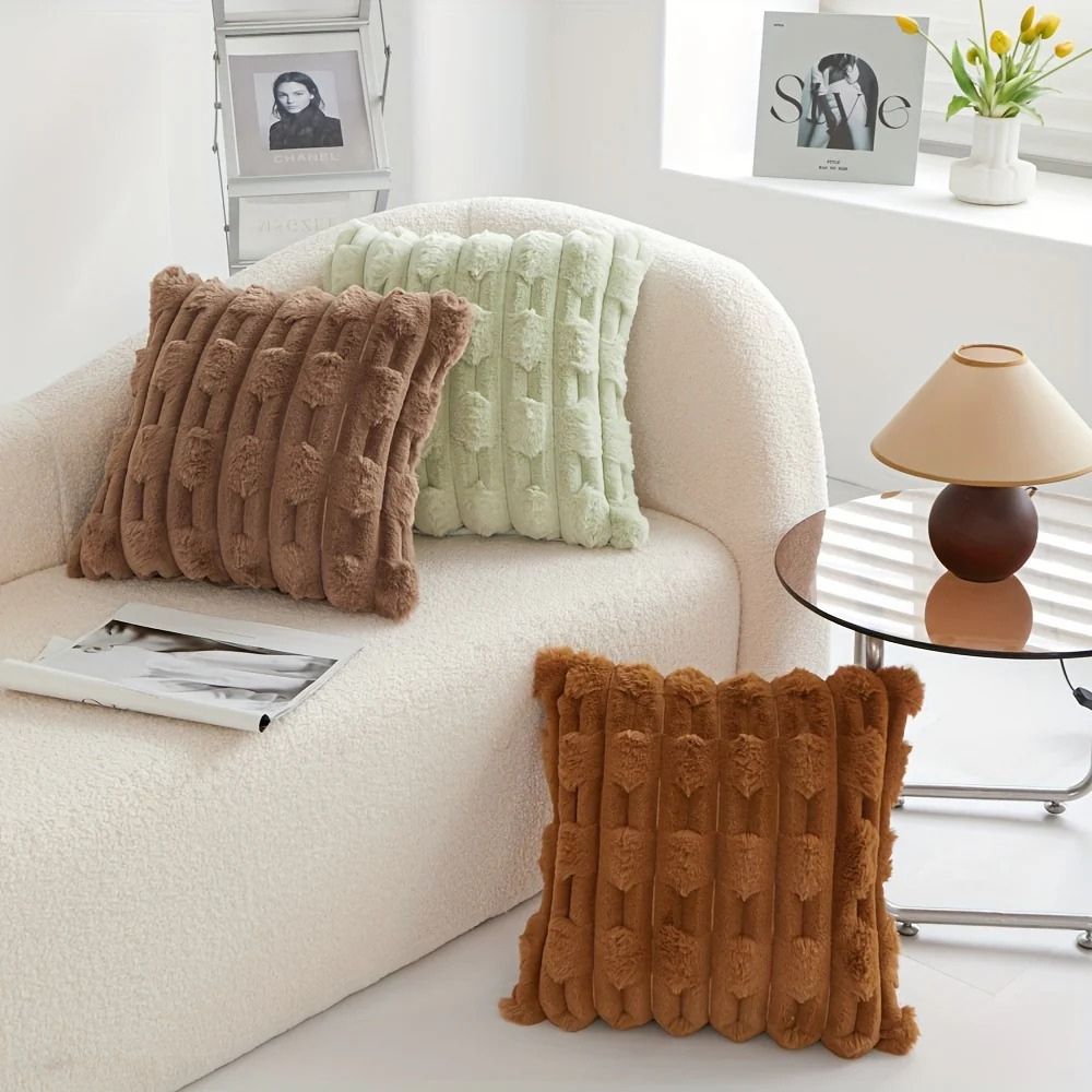 Plush Ribbed Cushion Cover – image 2