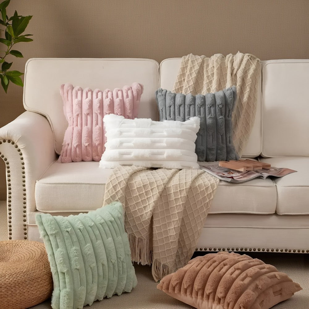 Plush Ribbed Cushion Cover – image 1