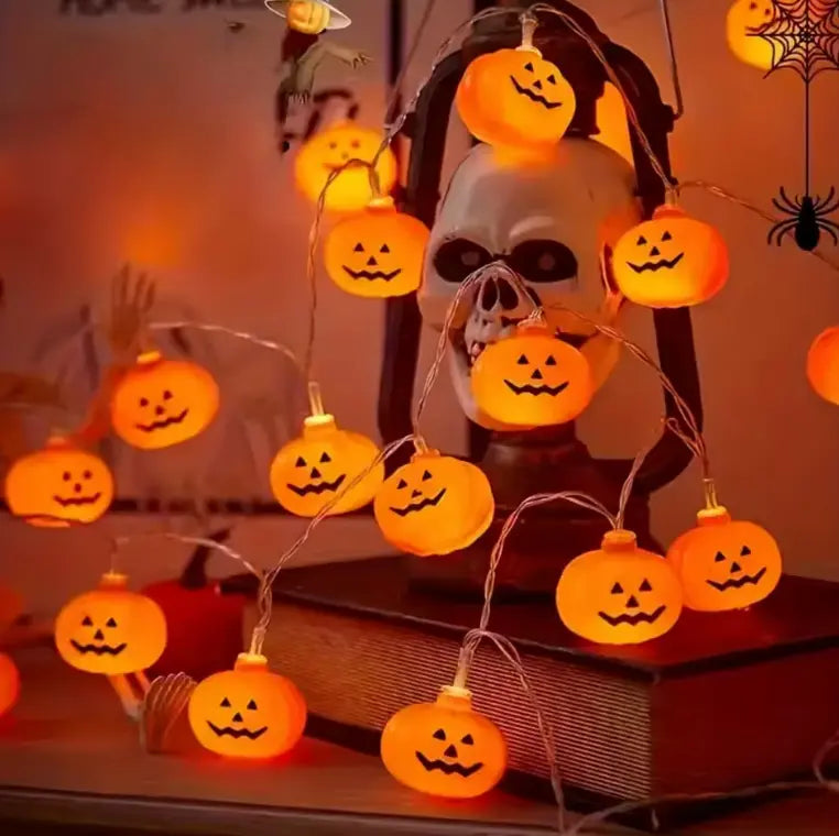 Halloween Pumpkin LED String Lights, Battery Powered, 10 or 20 LEDs - product view 1