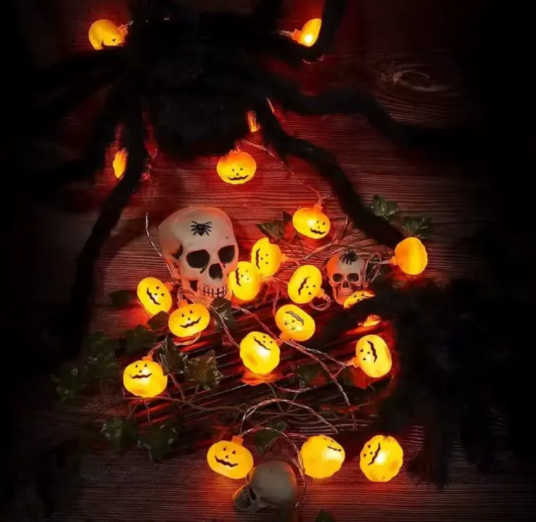 Halloween Pumpkin LED String Lights, Battery Powered, 10 or 20 LEDs - product view 3