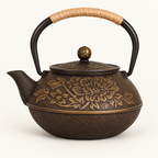 Cast Iron Teapot Japanese Tea Pot Floral Design