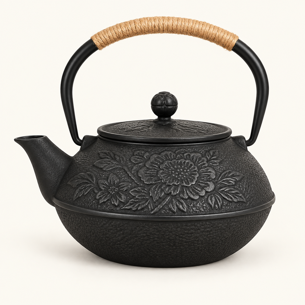 Cast Iron Teapot Japanese Tea Pot Floral Design