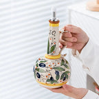Hand-Painted Ceramic Oil and Vinegar Dispenser Bottle - product view 1