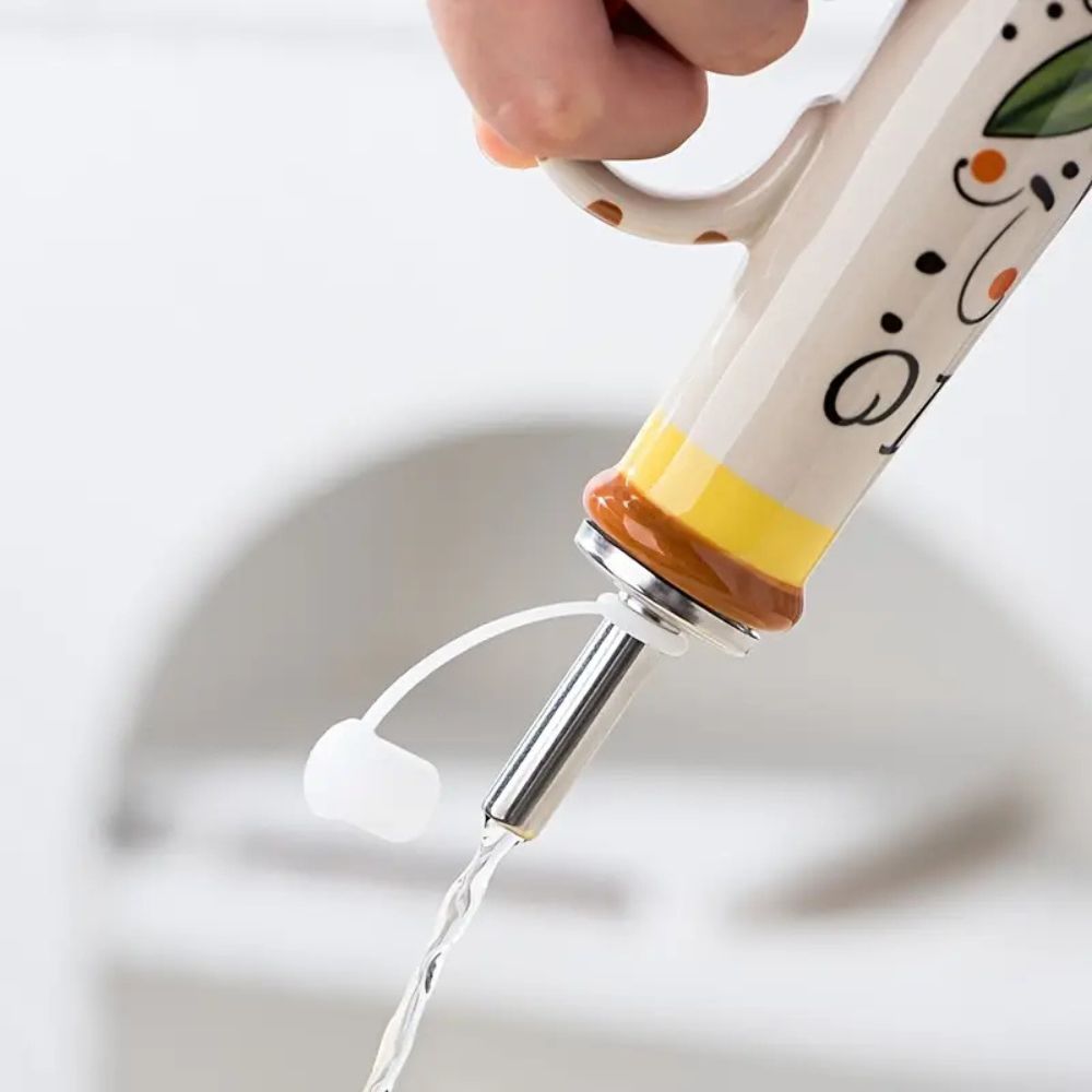 Hand-Painted Ceramic Oil and Vinegar Dispenser Bottle - product view 3