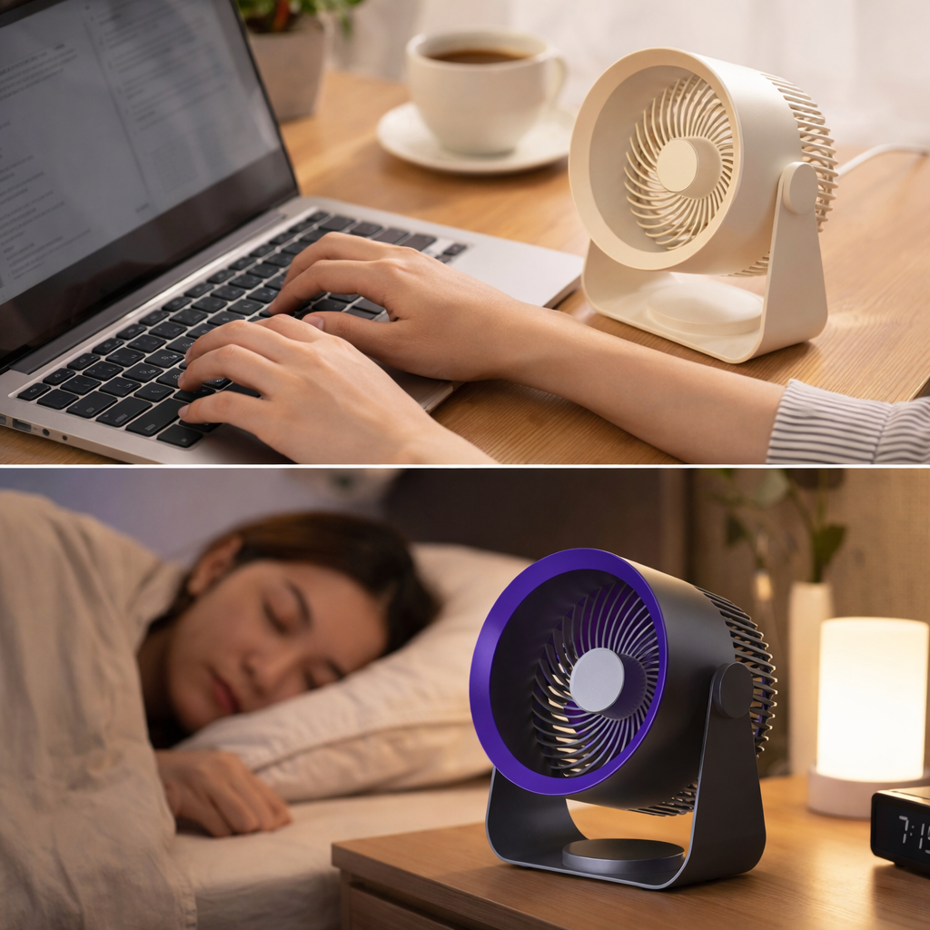 Portable USB-C Desk Fan, 3 Speeds with USB or 4000mAh Options — product view 2