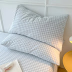 Checkered Microfibre Pillowcases with Closure, Set of 2 - product view 3