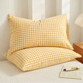 Checkered Microfibre Pillowcases with Closure, Set of 2 - product view 1