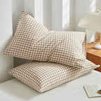 Checkered Microfibre Pillowcases with Closure, Set of 2 - product view 5
