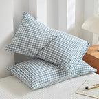 Checkered Microfibre Pillowcases with Closure, Set of 2 - product view 6
