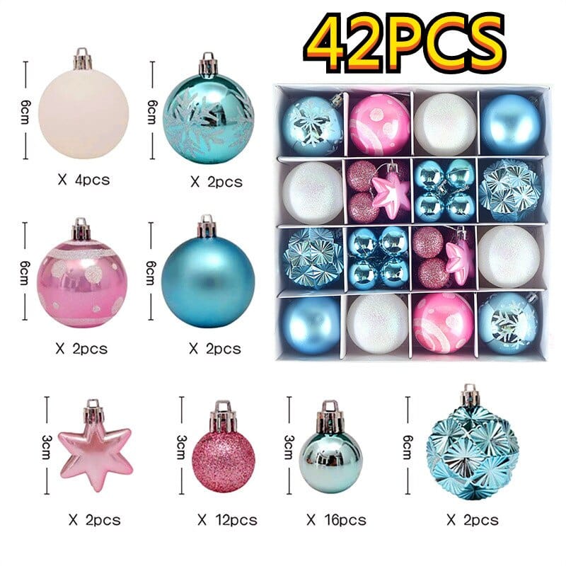 Christmas Tree Ornament Set, Shatterproof Plastic Baubles - product view 4