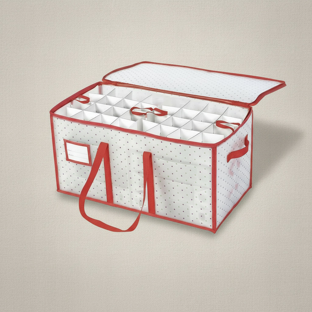 Christmas Ornament Storage Box Large Zippered Plastic Organiser