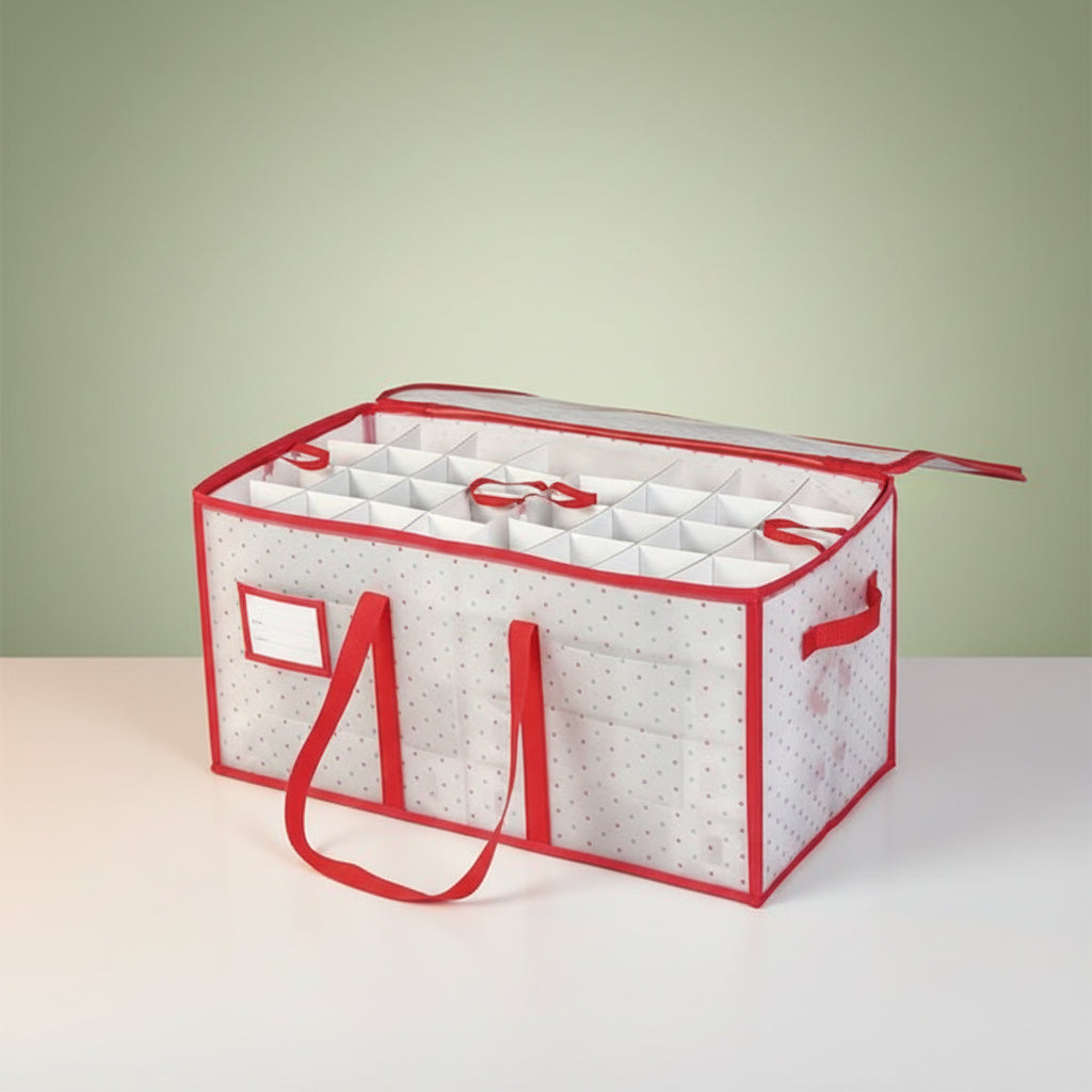 Christmas Ornament Storage Box Large Zippered Plastic Organiser