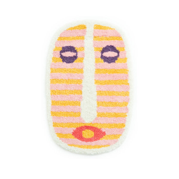 Abstract Face Bath Mat, Colourful Tufted Oval Rug - product view 2