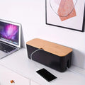 Cable Organiser Box with Bamboo Lid for Tidy Desks - product view 1