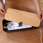 Cable Organiser Box with Bamboo Lid for Tidy Desks - product view 4