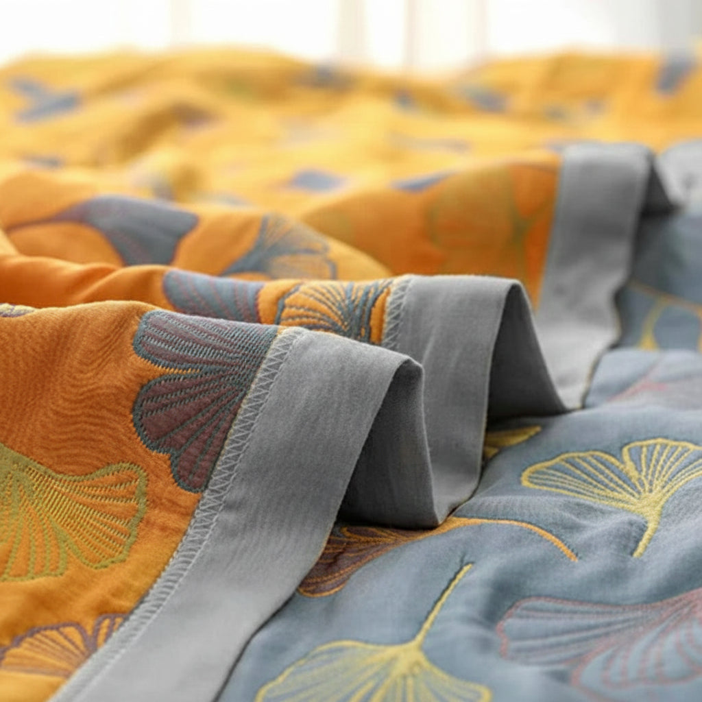 Reversible Leaf Jacquard Throw Blanket, 230 × 250 cm — product view 5
