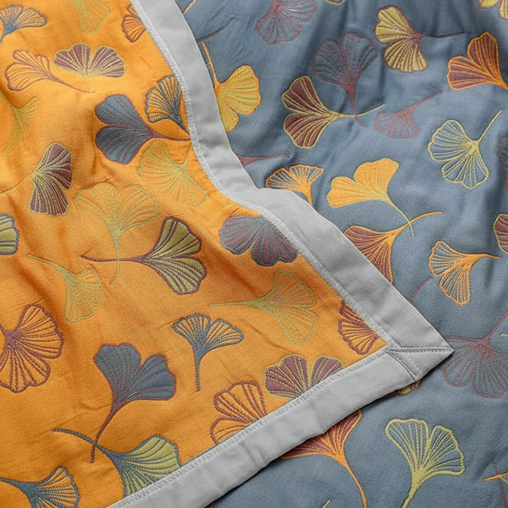 Reversible Leaf Jacquard Throw Blanket, 230 × 250 cm — product view 6