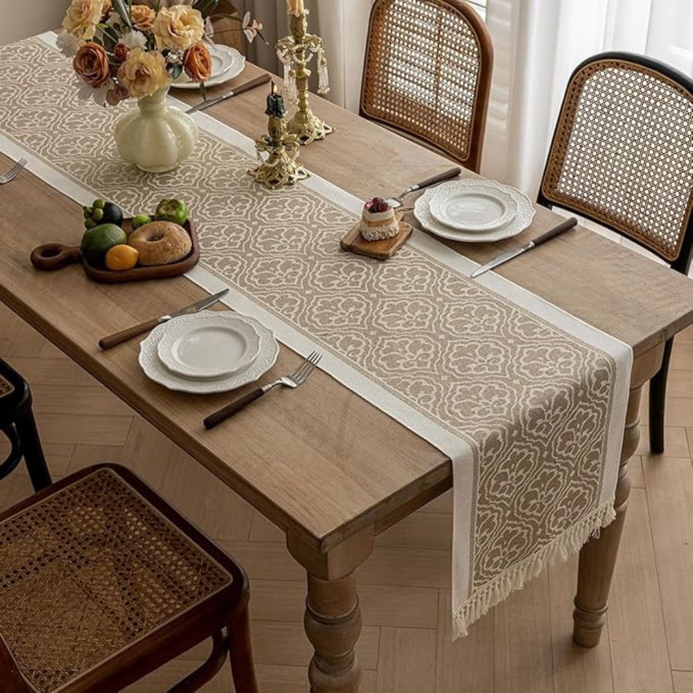 Damask Floral Tassel Table Runner – image 8