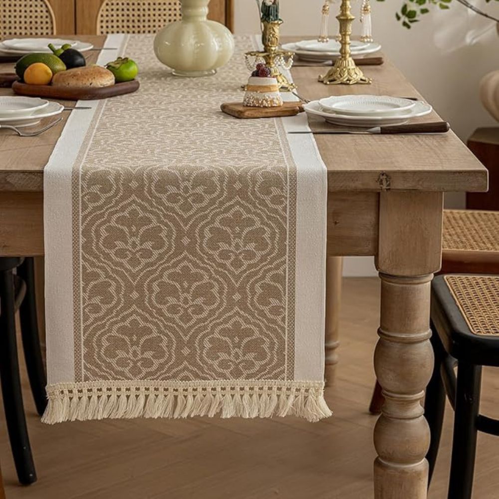 Damask Floral Tassel Table Runner – image 9