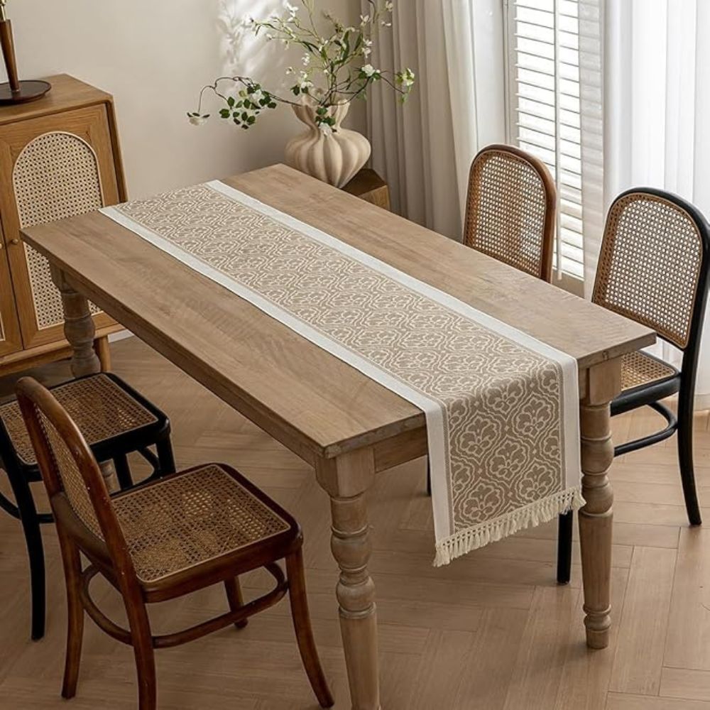 Damask Floral Tassel Table Runner – image 2