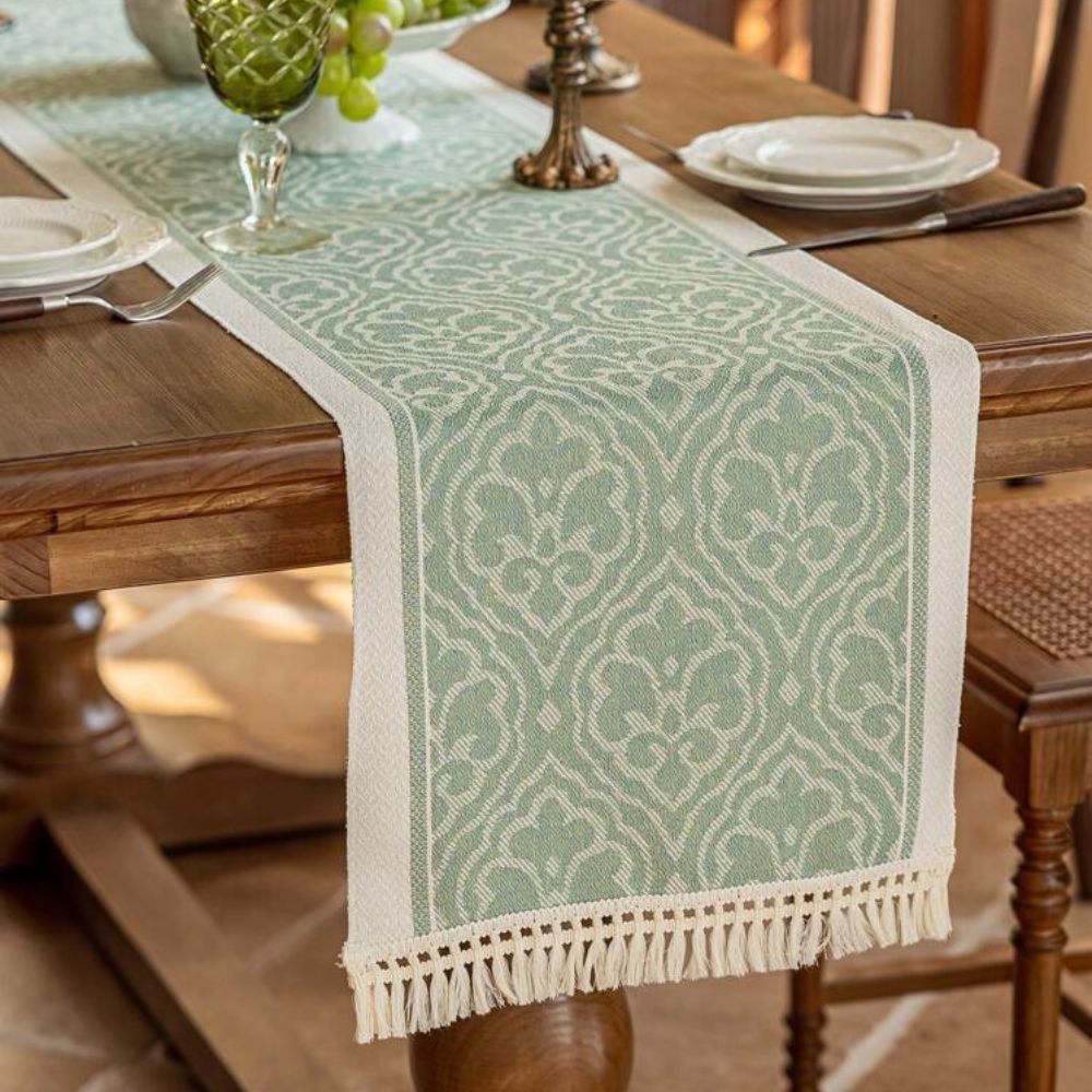 Damask Floral Tassel Table Runner – image 10