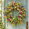 Decorative Wreath Spring Wildflower Hanging Door Decor