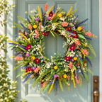 Decorative Wreath Spring Wildflower Hanging Door Decor