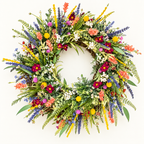Decorative Wreath Spring Wildflower Hanging Door Decor