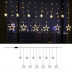 LED Star & Moon Christmas Curtain Lights, Battery-Powered Timer - product view 2