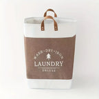 Freestanding Fabric Laundry Basket with Faux Leather Handles – image 8