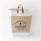Freestanding Fabric Laundry Basket with Faux Leather Handles – image 9