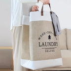 Freestanding Fabric Laundry Basket with Faux Leather Handles – image 6