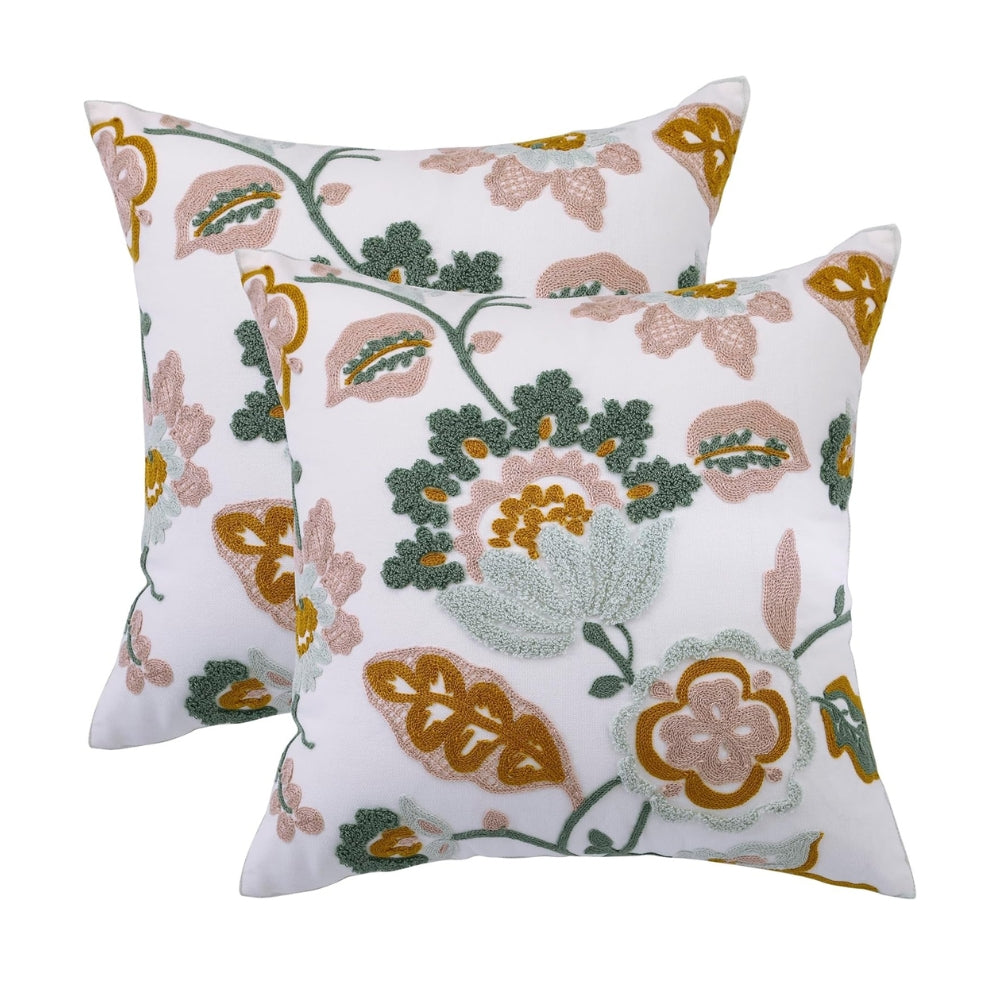 Tufted Floral Embroidered Cushion Cover – image 5