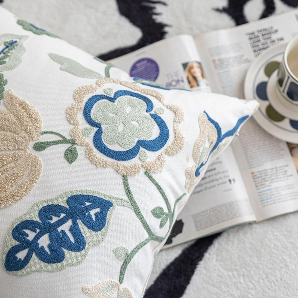Tufted Floral Embroidered Cushion Cover – image 10