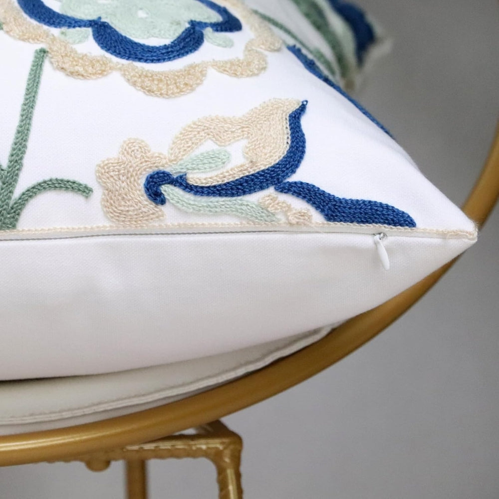 Tufted Floral Embroidered Cushion Cover – image 9