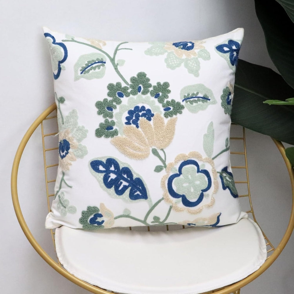 Tufted Floral Embroidered Cushion Cover – image 4