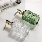 Diamond Pattern Glass Soap Dispenser, 390 mL