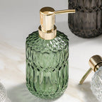 Diamond Pattern Glass Soap Dispenser, 390 mL