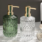 Diamond Pattern Glass Soap Dispenser, 390 mL