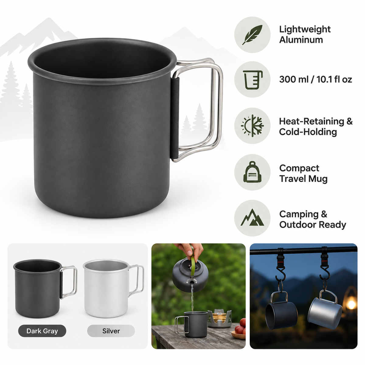 Aluminium Mug Insulated Camping Outdoor Recreation