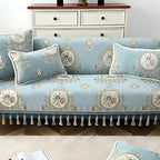 Floral Jacquard Chenille Cushion Cover with Beaded Edge – image 8