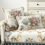 Floral Jacquard Chenille Cushion Cover with Beaded Edge – image 1